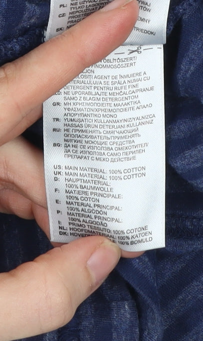 Adidas Men's Blue Striped Cotton Crew Neck T-Shirt Size M