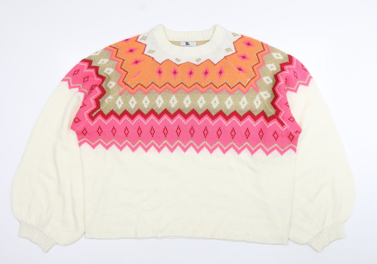 Be You Womens Plus Multicoloured Crew Neck Pullover Jumper Size 24/26