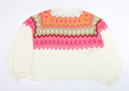 Be You Womens Plus Multicoloured Crew Neck Pullover Jumper Size 24/26