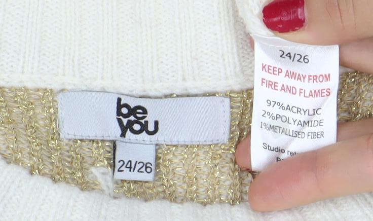 Be You Womens Plus Multicoloured Crew Neck Pullover Jumper Size 24/26