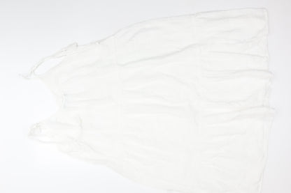 Marks and Spencer Women’s White Cotton Size 16 Sleeveless Slip Dress