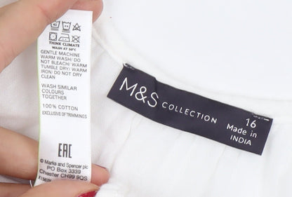 Marks and Spencer Women’s White Cotton Size 16 Sleeveless Slip Dress