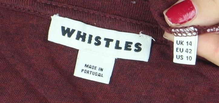 Womens UK Size 14 Whistles Red Basic T-Shirt