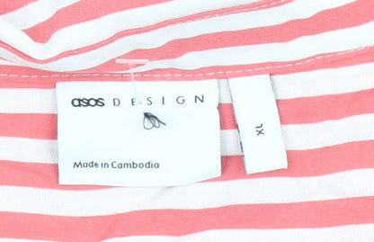 ASOS Men’s Red Striped Short Sleeve Button-Up Shirt XL
