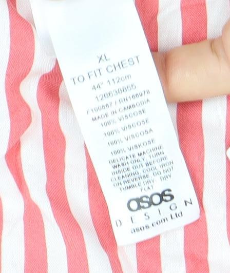 ASOS Men’s Red Striped Short Sleeve Button-Up Shirt XL
