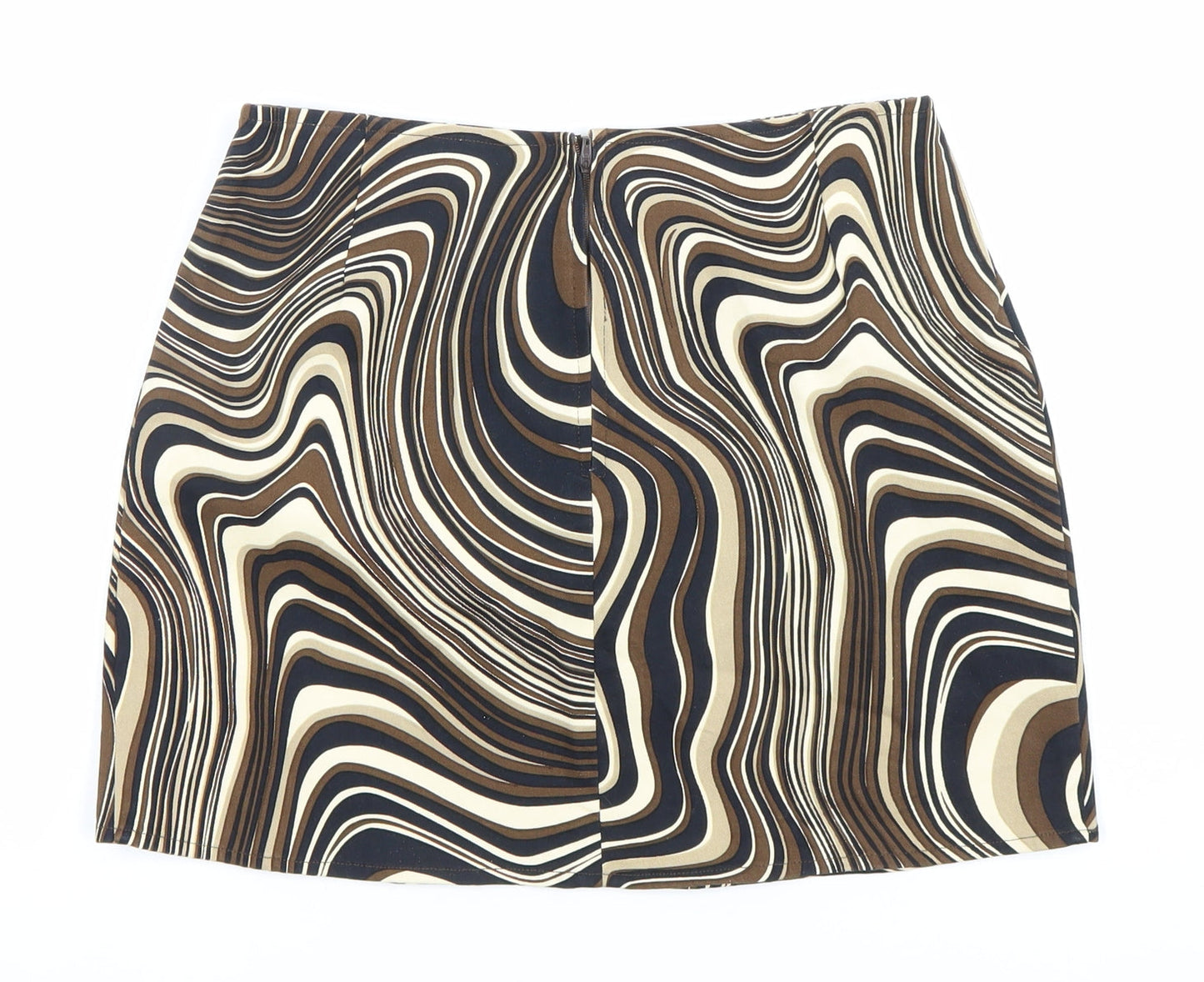 Motel Women’s Brown Geometric Retro Short Pencil Skirt S
