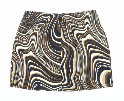 Motel Women’s Brown Geometric Retro Short Pencil Skirt S
