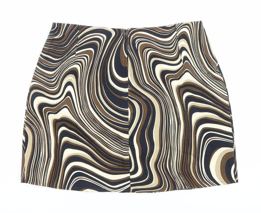 Motel Women’s Brown Geometric Retro Short Pencil Skirt S