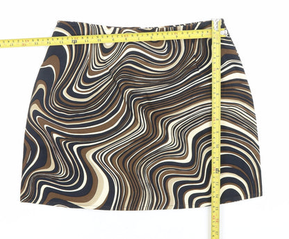Motel Women’s Brown Geometric Retro Short Pencil Skirt S
