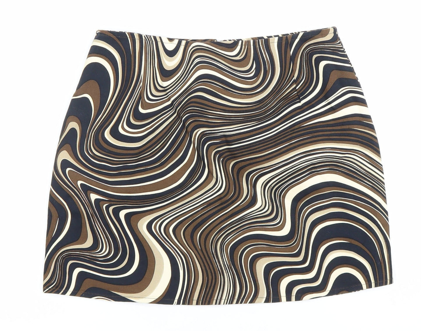 Motel Women’s Brown Geometric Retro Short Pencil Skirt S