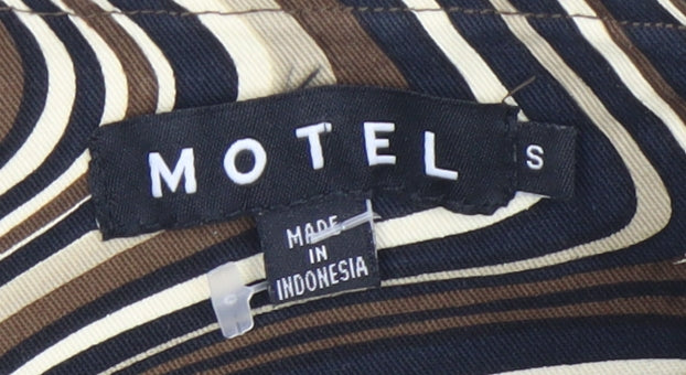 Motel Women’s Brown Geometric Retro Short Pencil Skirt S