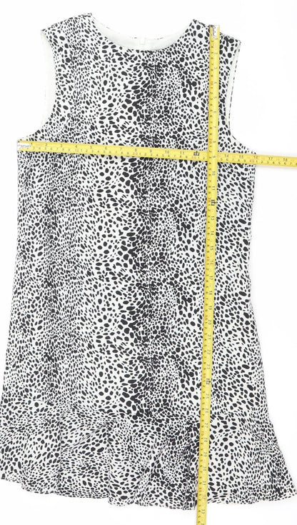 Oasis Womens Black White Animal Print Shift Dress Size 8 Sleeveless