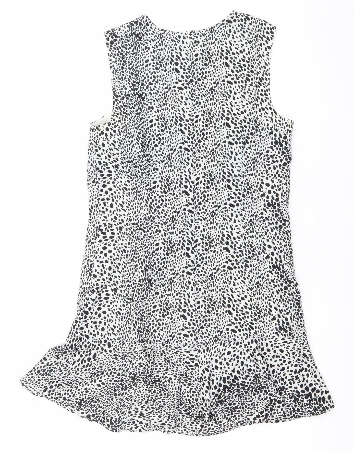 Oasis Womens Black White Animal Print Shift Dress Size 8 Sleeveless