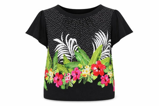 Womens UK Size 16/18 Afibel Black Tunic Blouse