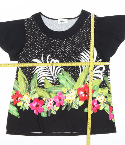 Womens UK Size 16/18 Afibel Black Tunic Blouse
