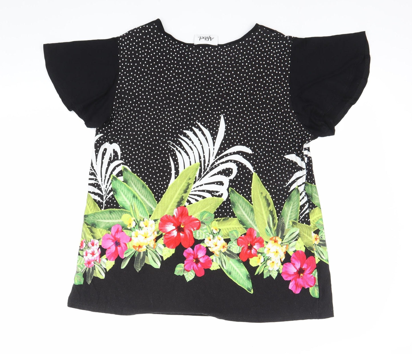 Womens UK Size 16/18 Afibel Black Tunic Blouse