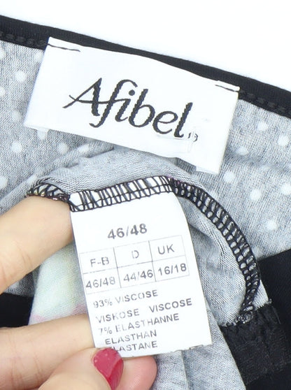 Womens UK Size 16/18 Afibel Black Tunic Blouse