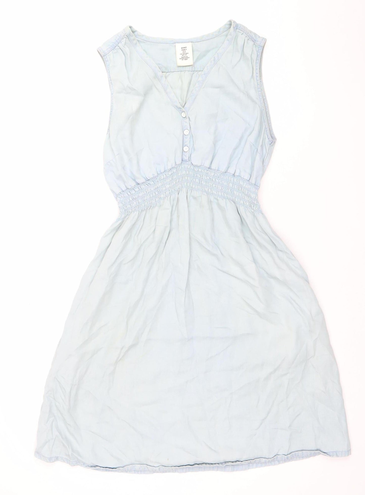 H&M Women’s Blue Sleeveless A-Line Knee Length Dress S