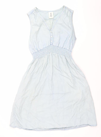 H&M Women’s Blue Sleeveless A-Line Knee Length Dress S