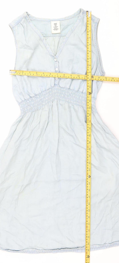 H&M Women’s Blue Sleeveless A-Line Knee Length Dress S