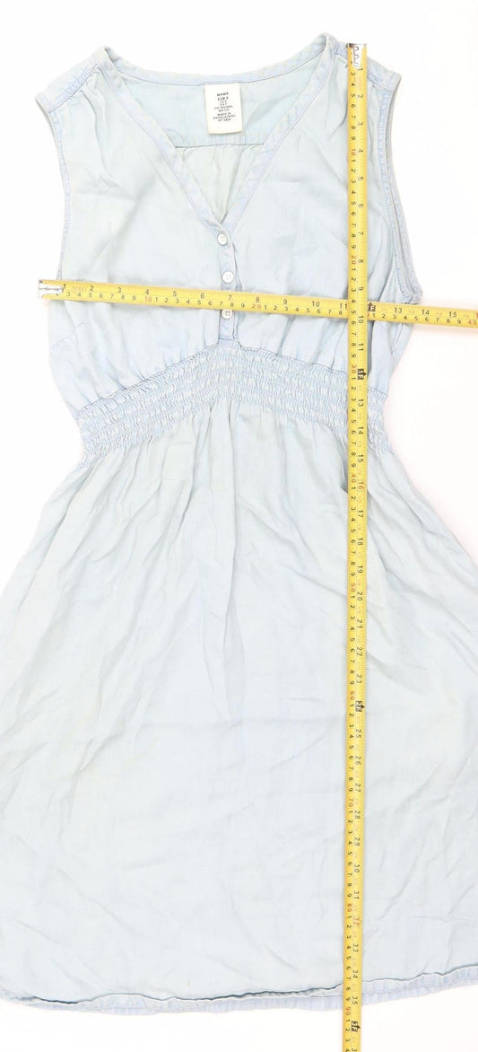 H&M Women’s Blue Sleeveless A-Line Knee Length Dress S