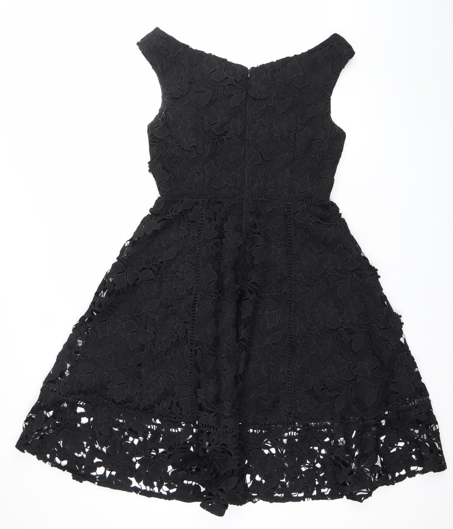 French Connection Women’s Black Lace Floral Fit & Flare Dress Size 10