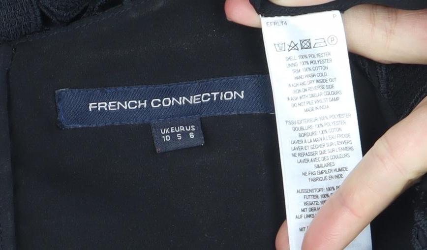 French Connection Women’s Black Lace Floral Fit & Flare Dress Size 10