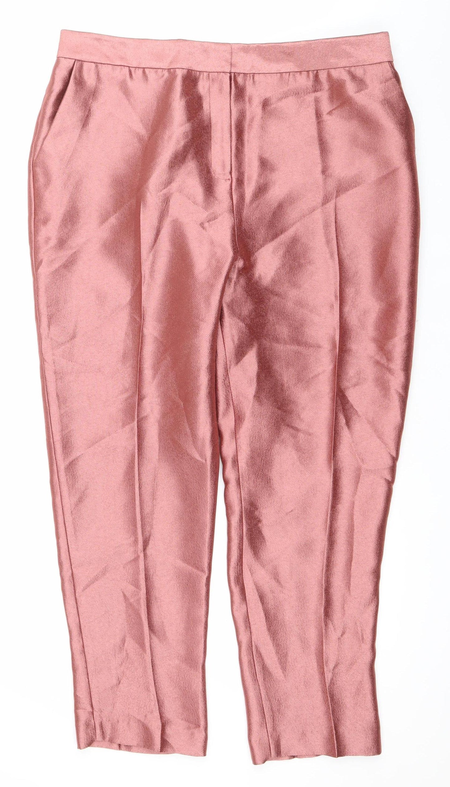 Next Women Pink Satin Straight Leg Formal Trousers Size 16