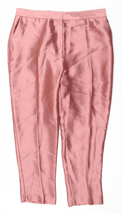 Next Women Pink Satin Straight Leg Formal Trousers Size 16