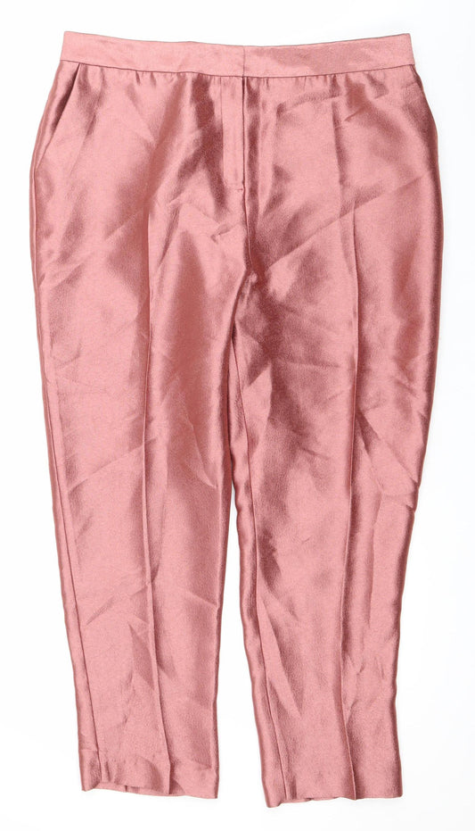 Next Women Pink Satin Straight Leg Formal Trousers Size 16