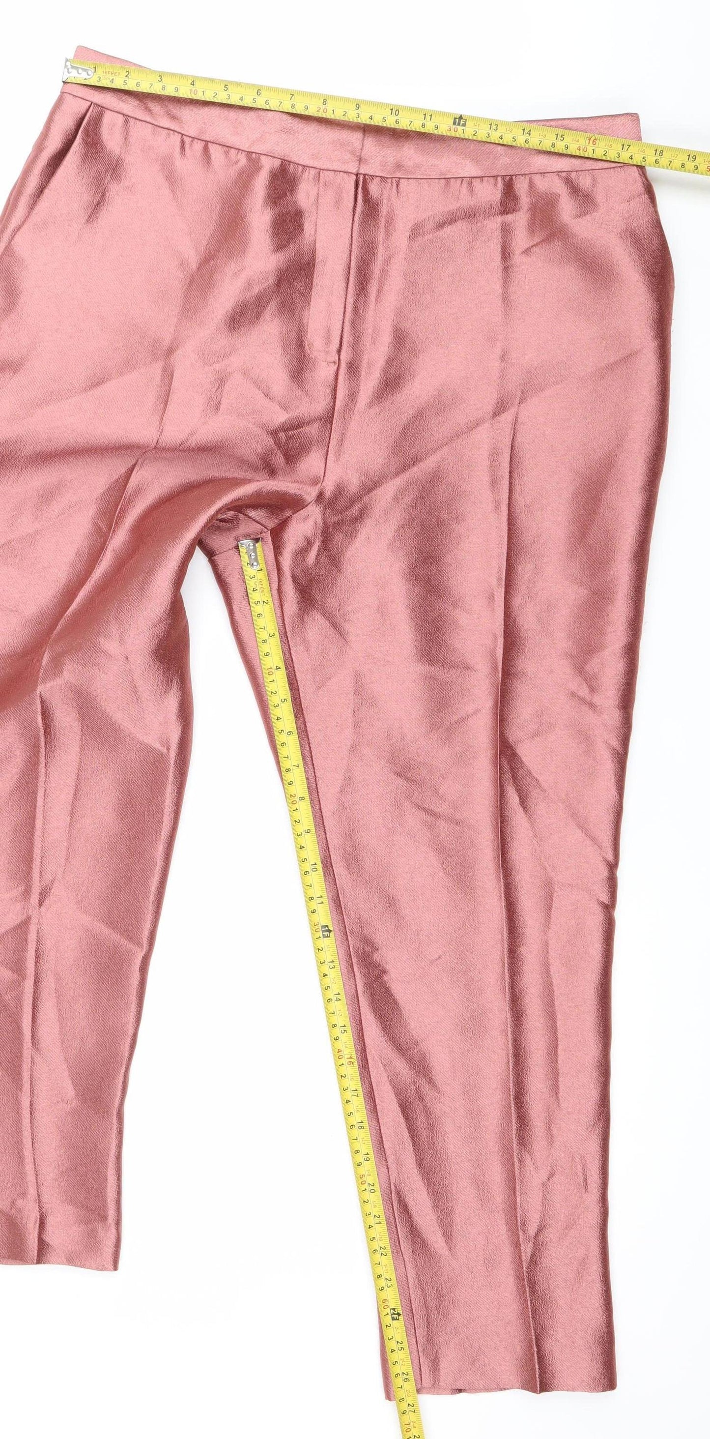 Next Women Pink Satin Straight Leg Formal Trousers Size 16