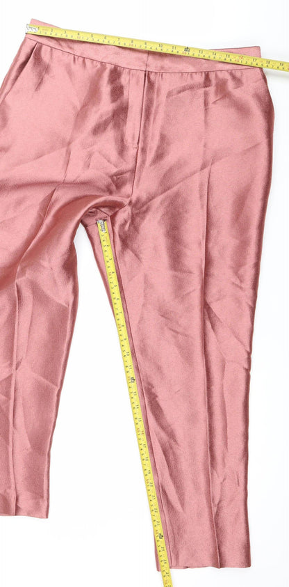 Next Women Pink Satin Straight Leg Formal Trousers Size 16