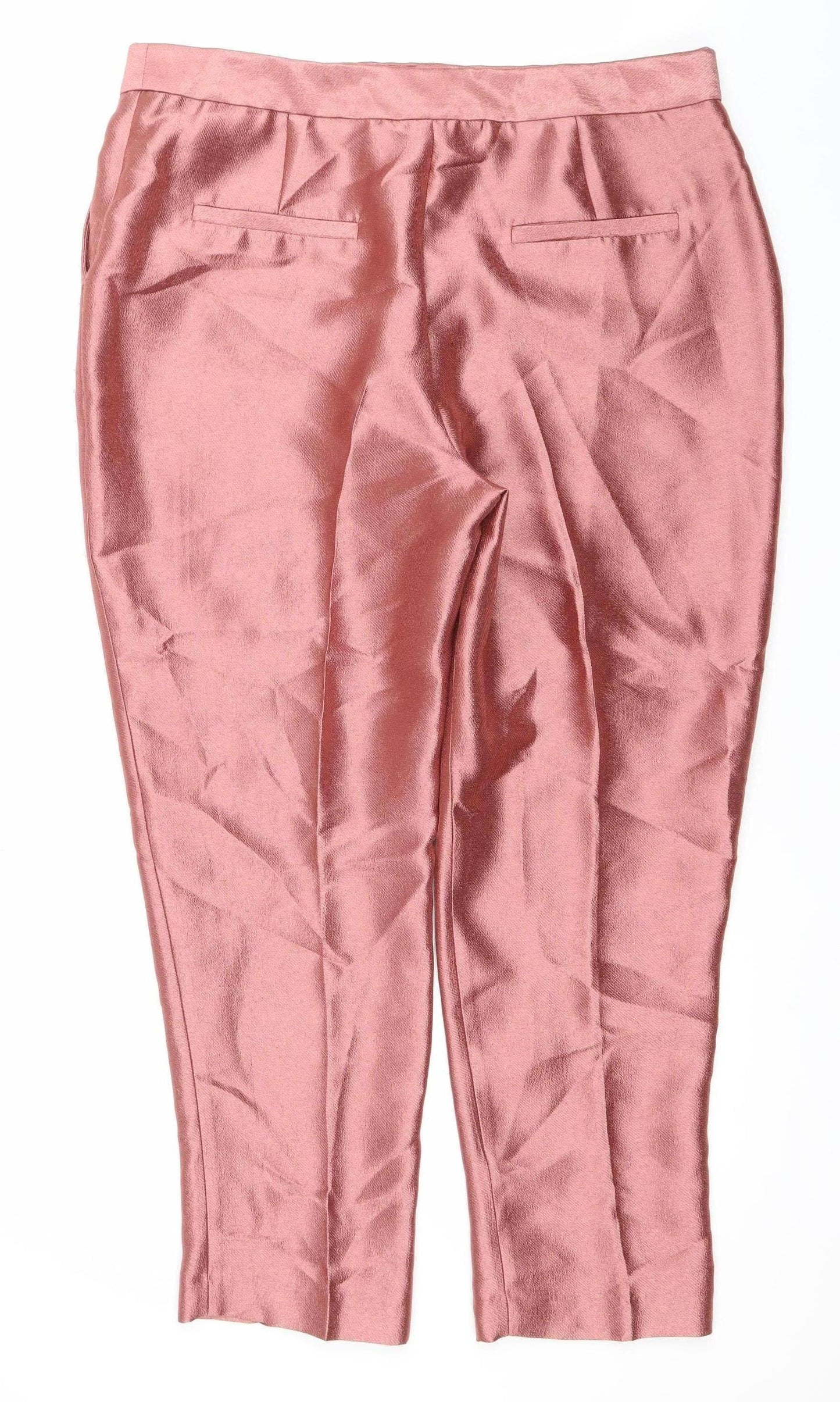Next Women Pink Satin Straight Leg Formal Trousers Size 16