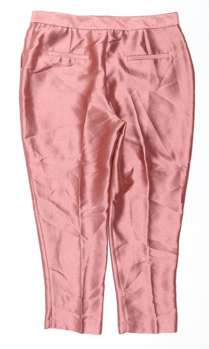 Next Women Pink Satin Straight Leg Formal Trousers Size 16