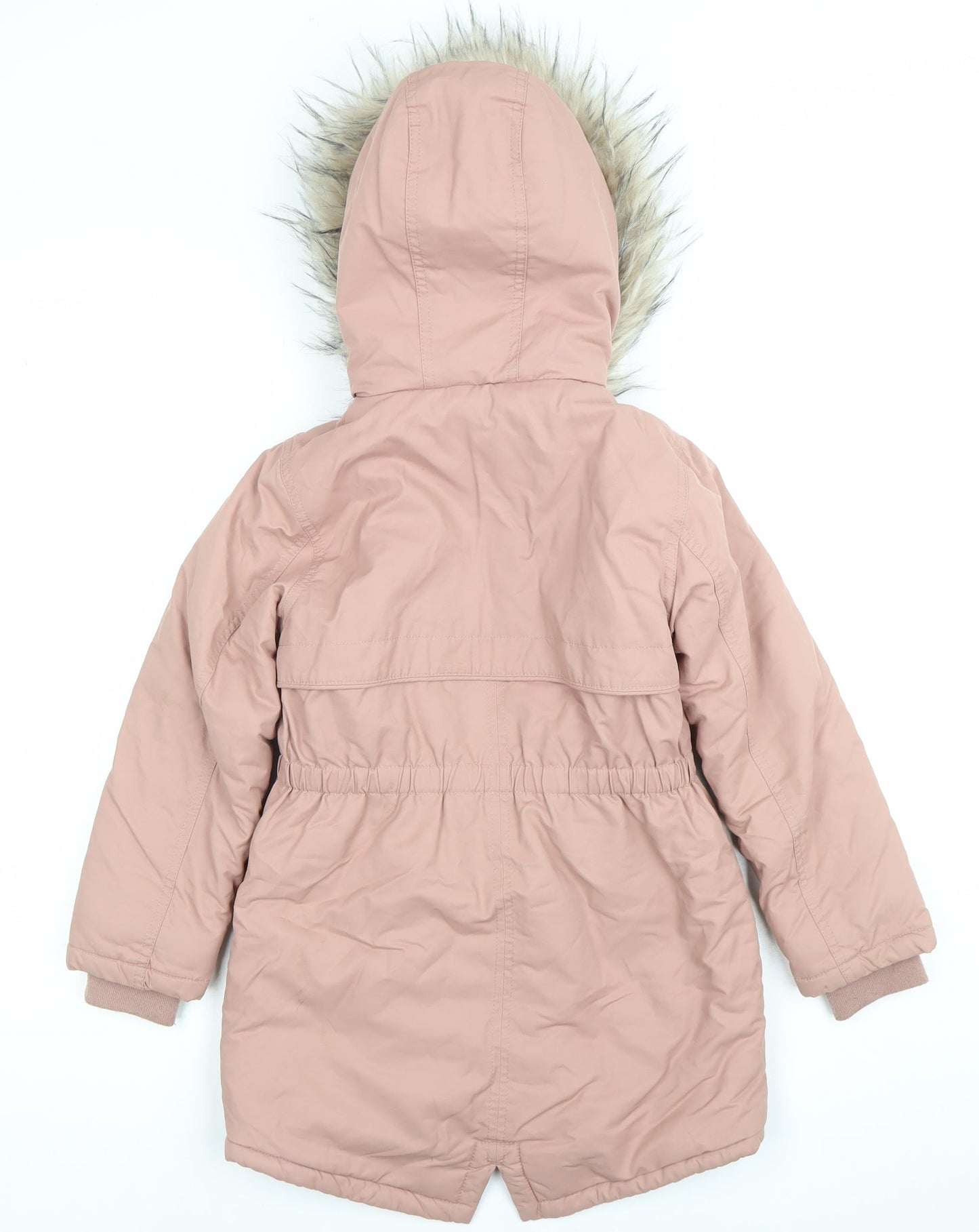 Next Girls Pink Parka Coat Age 8 Years Hooded Faux Fur Trim Winter Jacket