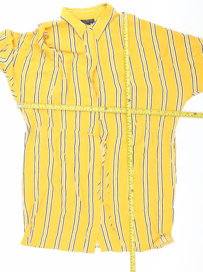 Topshop Women’s Yellow Striped Shirt Dress Size 10 Viscose