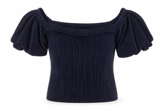 River Island Women’s Blue Puff Sleeve Off Shoulder Blouse Size 10