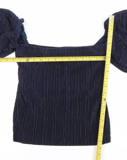 River Island Women’s Blue Puff Sleeve Off Shoulder Blouse Size 10