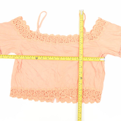Womens UK Size 10 Topshop Pink Cropped Blouse