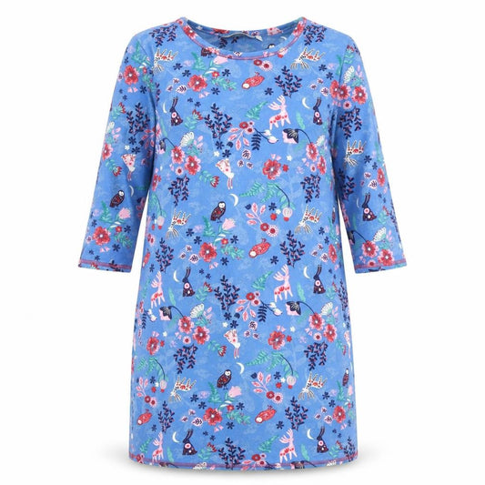 Isle Women’s Blue Floral Animal Print Shift Dress Size 10-12