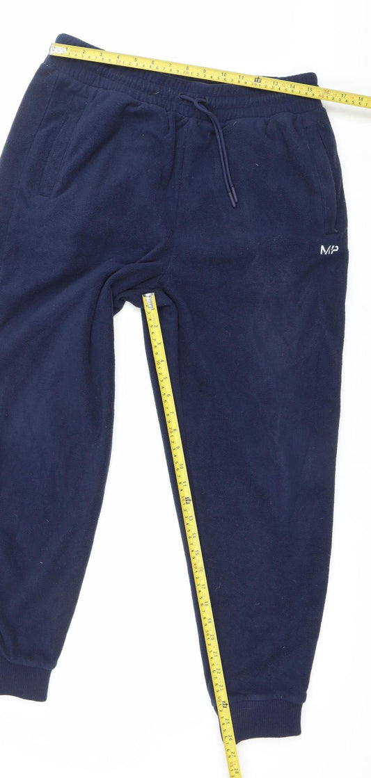 MP Men’s Blue Jogger Sweatpants L Fleece Activewear Trousers