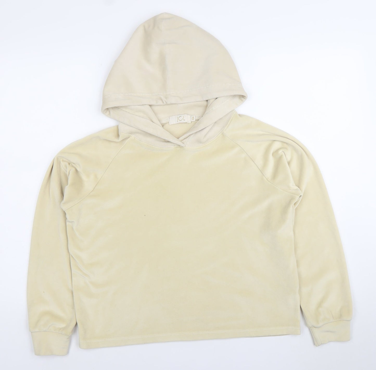 JCL Women’s Beige Velour Hoodie S/M Long Sleeve Pullover