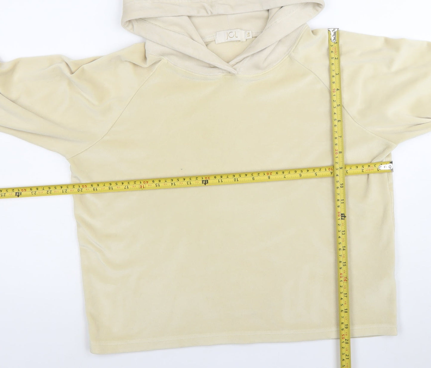 JCL Women’s Beige Velour Hoodie S/M Long Sleeve Pullover