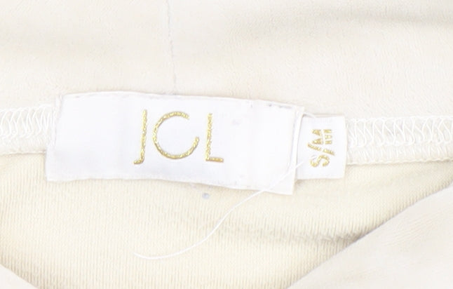 JCL Women’s Beige Velour Hoodie S/M Long Sleeve Pullover