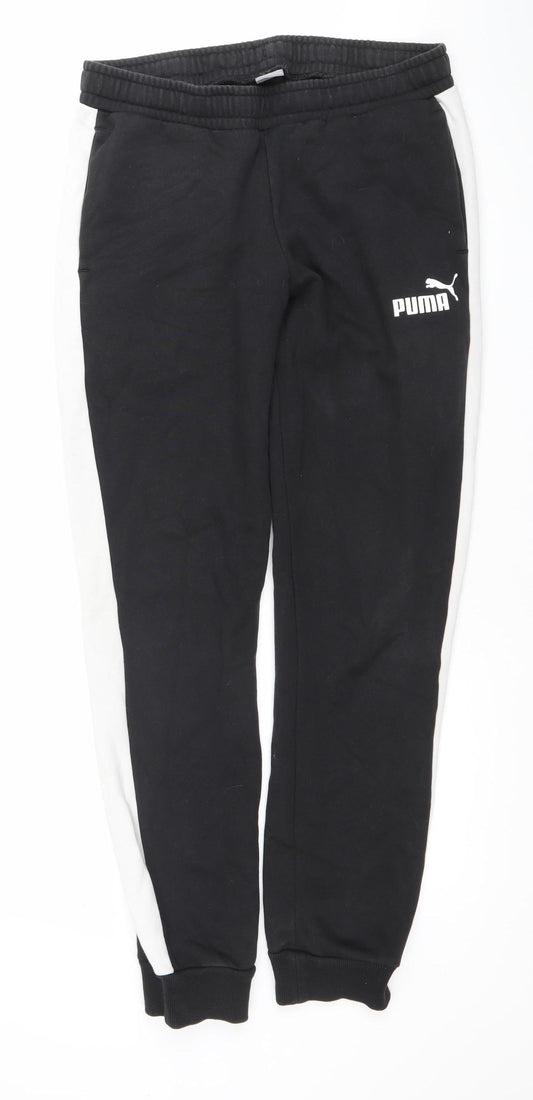 Puma Men Black Joggers M Tapered Colourblock Elastic Waist Sportswear