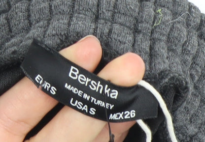 Bershka Men Grey Knit Jogger Trousers Size S Elastic Waist