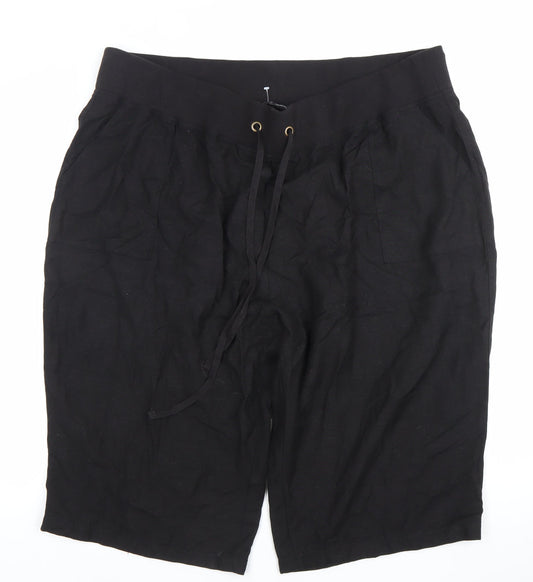 Capsule Womens Black Cropped Wide-Leg Trousers Size 24 Plus