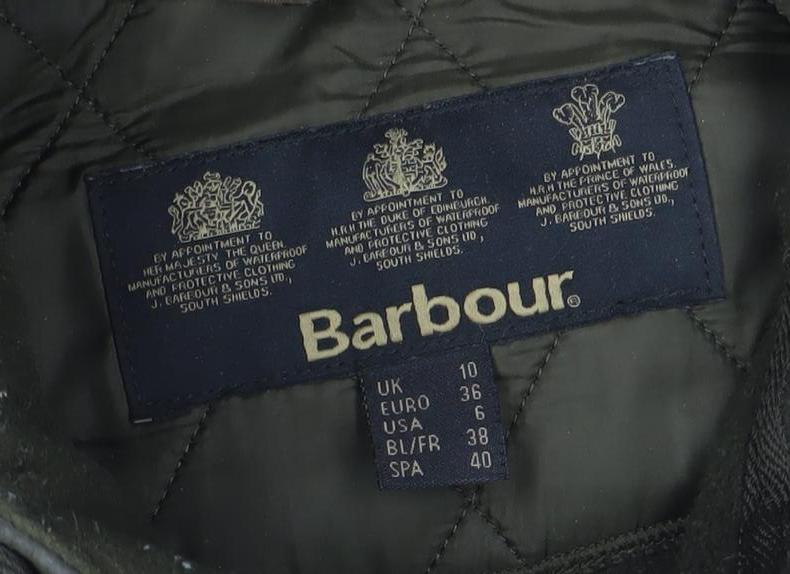 Barbour Womens Green Quilted Mid-Length Jacket Coat Size 10