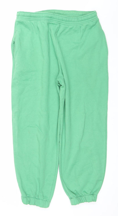 H&M Women's Green Sweatpants Trousers M Regular Fit Cotton Blend