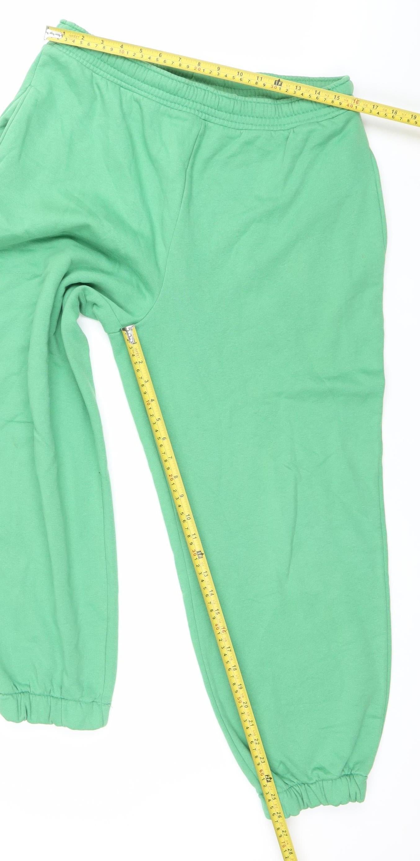 H&M Women's Green Sweatpants Trousers M Regular Fit Cotton Blend